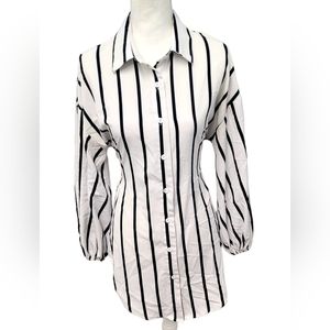 Candy | Long Sleeve Button Up Shirt/Dress /w Collar, Adjustable Fit Tie In Back